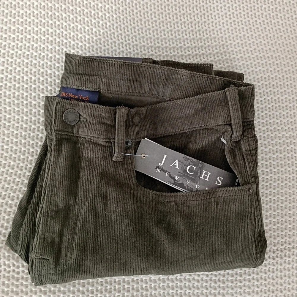 NWT Jachs NY Straight Fit Stretch Corduroy Pants Charcoal Mens 34x32‎ $119